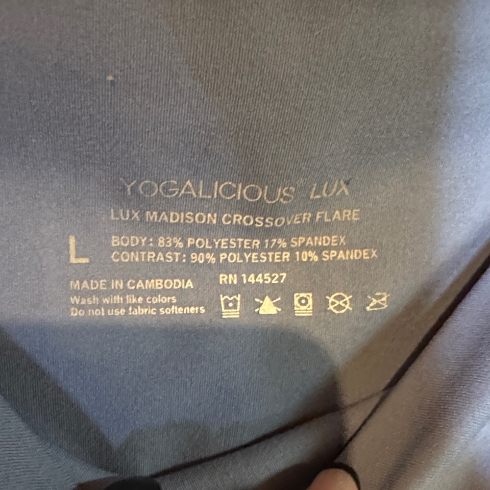 Yogalicious Lux Madison Crossover Flare Pants in Periwinkle - Picture 2 of 8